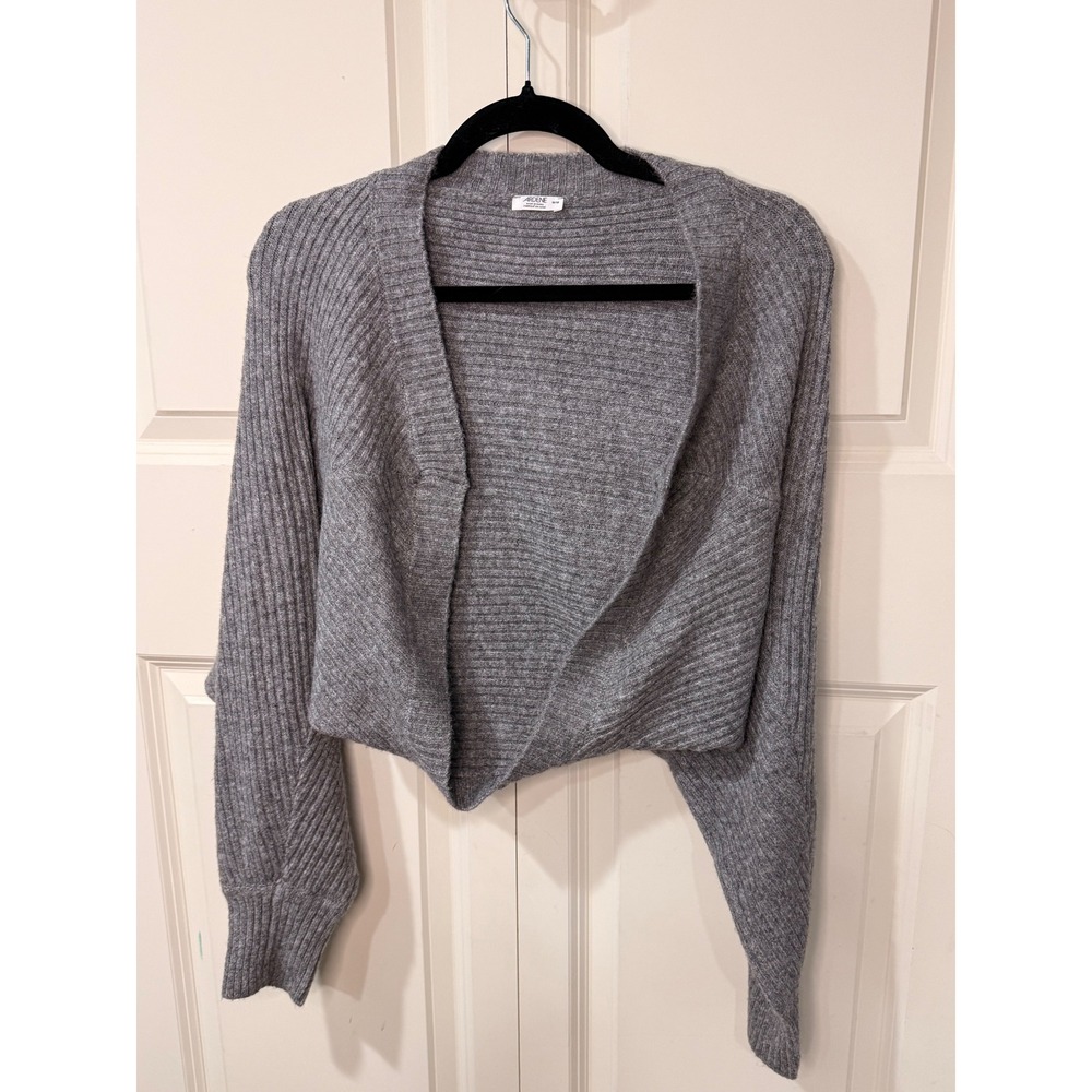 Ardene Heather Gray Ribbed Knit Shrug Cropped Open Front Bolero Cardigan M/L